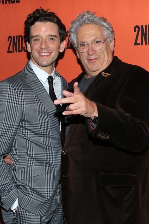 Michael Urie and Harvey Fierstein celebrate opening night of Torch Song at Second Stage Theater.