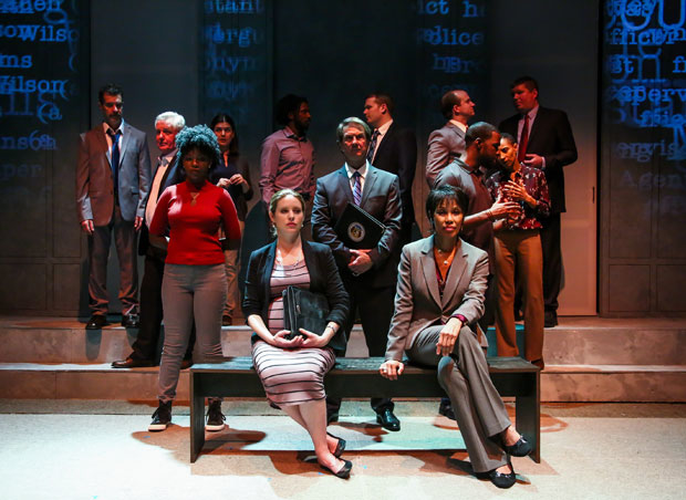 The cast of Ferguson, directed by Jerry Dixon, at 30th Street Theatre.