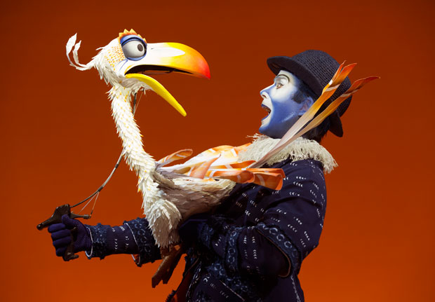 Jeffrey Kuhn as Zazu in The Lion King, which debuts a new Snapchat Lens today to celebrate the show&#39;s 20th anniversary.