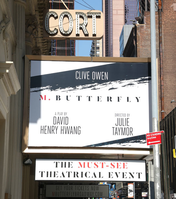 The Cort Theatre marquee advertising M. Butterfly.