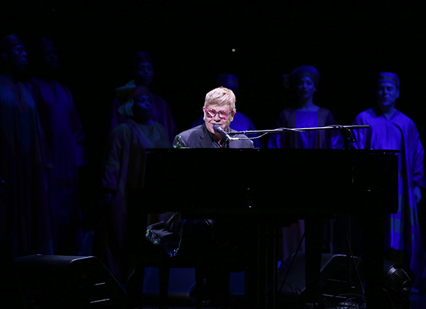 Elton John takes the stage for a special performance of &quot;Circle of Life&quot; celebrating The Lion King&#39;s 20th anniversary on Broadway.