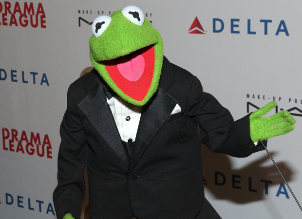 Kermit the Frog walks the red carpet at the Drama League Gala.