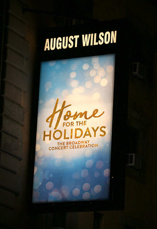Home for the Holidays gets its marquee at the August Wilson Theatre.