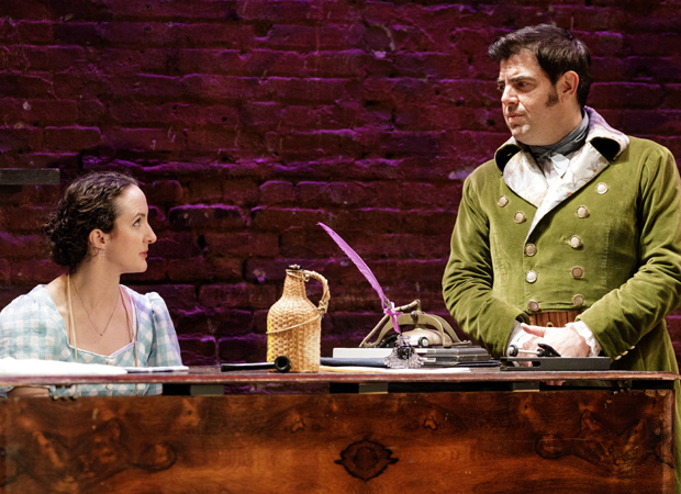 Kate Hamill and Jason O&#39;Connell in the Primary Stages production of Pride and Prejudice.