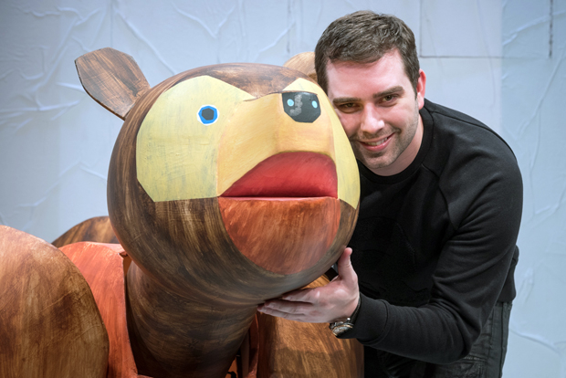Jonathan Rockefeller with one of the dozens of puppets created for The Very Hungry Caterpillar Show. 