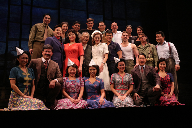 The 2015 Broadway cast of Allegiance. George Takei will also be the star of the upcoming Los Angeles premiere of the musical.