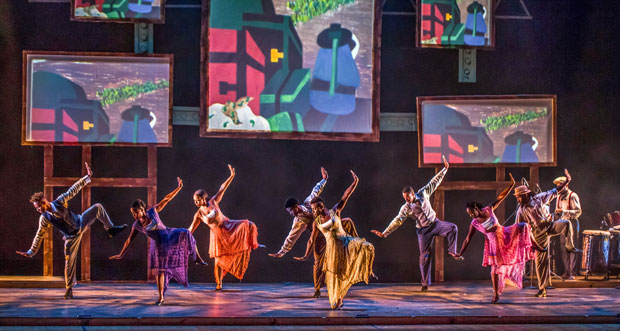 The company of Step Afrika! in The Migration: Reflections on Jacob Lawrence at the New Victory Theater.