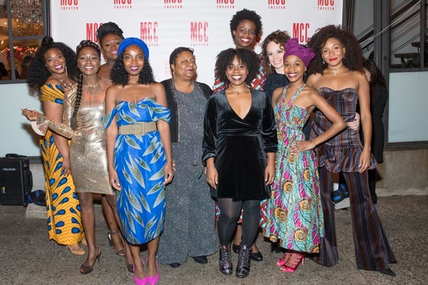 The company of School Girls; or, The African Mean Girls Play celebrates opening night at the Lucille Lortel Theatre.