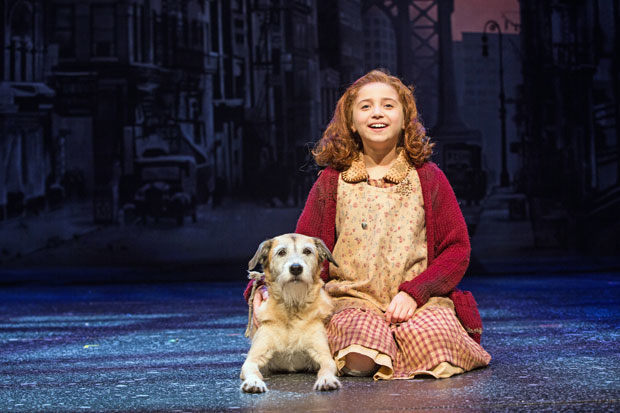 Peyton Ella (right) and Macy star as Annie and Sandy in Annie, directed by Mark S. Hoebee, at Paper Mill Playhouse.