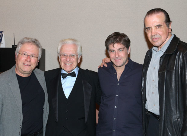 Alan Menken, Jerry Zaks, Glenn Slater, and Chazz Palminteri gather for a photo.