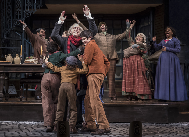 The cast of the 40th annual production of A Christmas Carol, directed by Henry Wishcamper, at Goodman Theatre.
