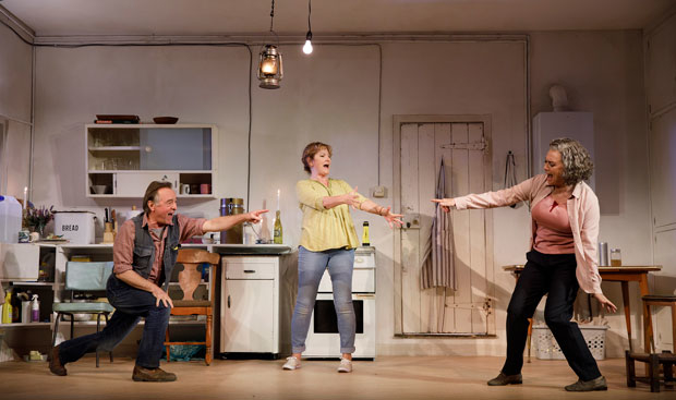 Ron Cook, Deborah Findlay, and Francesca Annis star in The Children, directed by James Macdonald, at the Samuel J. Friedman Theatre.
