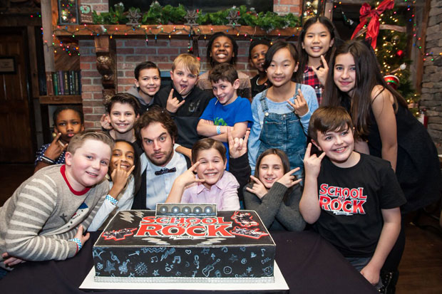  Justin Collette and the kids of School of Rock celebrate two years on Broadway.