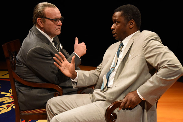 Jack Willis as LBJ and Bowman Wright as Martin Luther King, Jr. in the 2016 Arena Stage production of All the Way. Both will reprise their roles in the upcoming production of The Great Society.