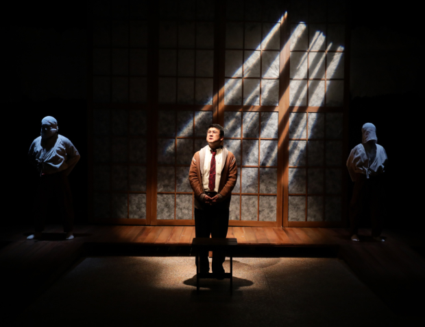 Michael Hisamoto as as Hirabayashi in Hold These Truths, directed by Benny Sato Ambush, at Lyric Stage Company.