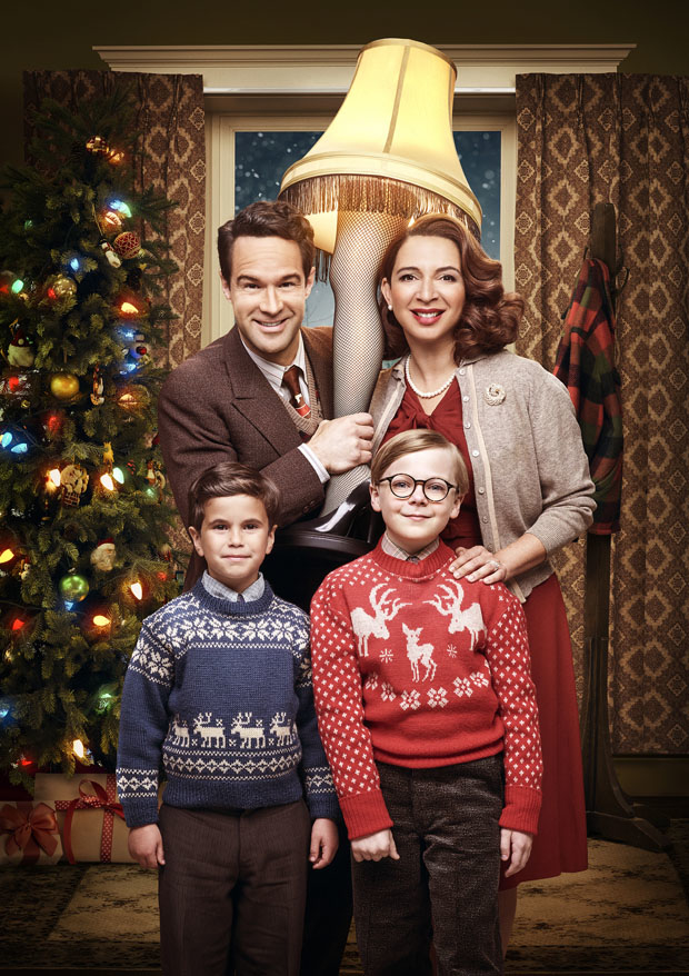 Chris Diamantopoulos, Maya Rudolph, Andy Walken and Tyler Wladis in a promotional image for A Christmas Story Live!