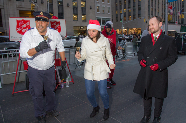 Hayley dances with the Salvation Army to Mariah Carey&#39;s &quot;All I Want for Christmas is You&quot; as Zach looks on.