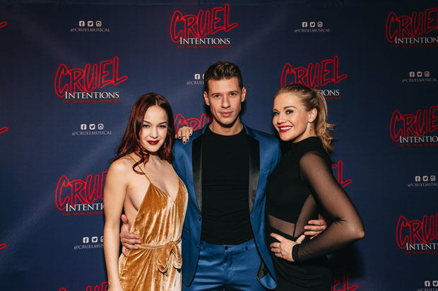 Lauren Zakrin, Constantine Rousouli, and Carrie St. Louis celebrate opening night of Cruel Intentions: The Musical at (le) Poisson Rouge.