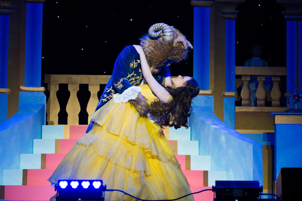 Jonah Platt and Kelli Berglund dance together in a scene from Beauty and the Beast - A Christmas Rose.