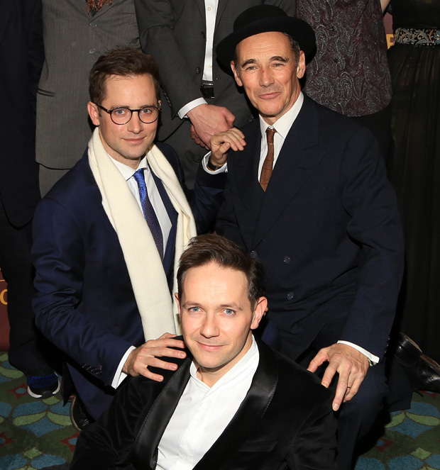 Sam Crane, Iestyn Davies, and Mark Rylance at the opening of Farinelli and the King on Broadway.