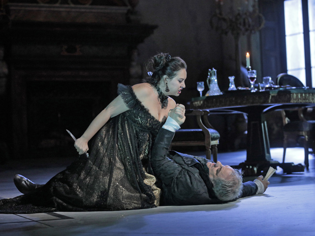 Sonya Yoncheva and Željko Lučić star in Giacomo Puccini's Tosca, directed by David McVicar, at the Metropolitan Opera.