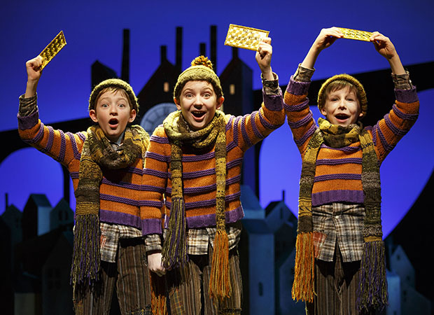 Ryan Foust, Ryan Sell, and Jake Ryan Flynn as Charlie in Charlie and the Chocolate Factory.