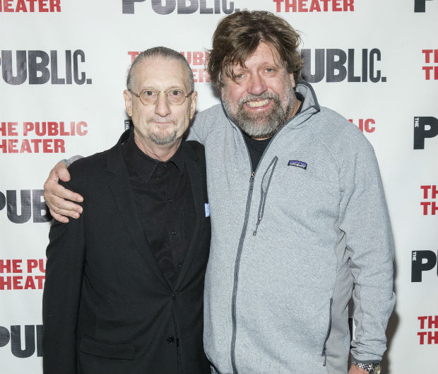 Under the Radar Festival director Mark Russell and Public Theater Artistic Director Oskar Eustic celebrate opening night of the festivals 14th year.