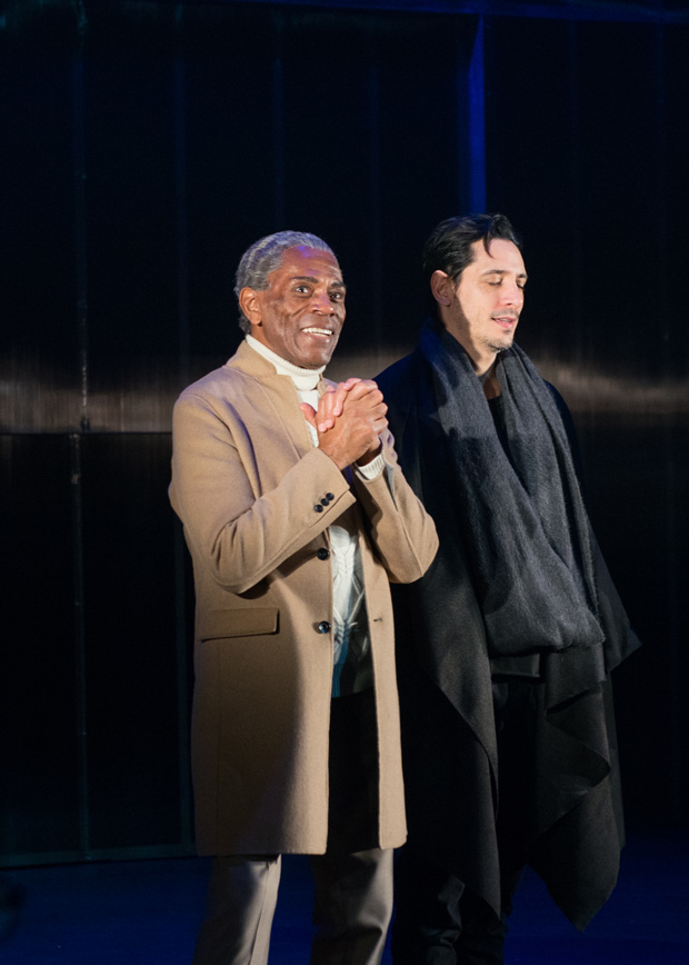 Cast member André De Shields drinks in his curtain call.