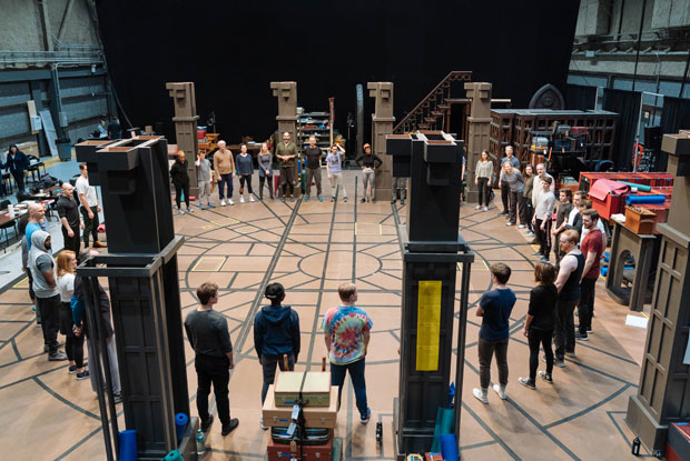 The company of Harry Potter and the Cursed Child circle up for the first day of rehearsals under the direction of John Tiffany.