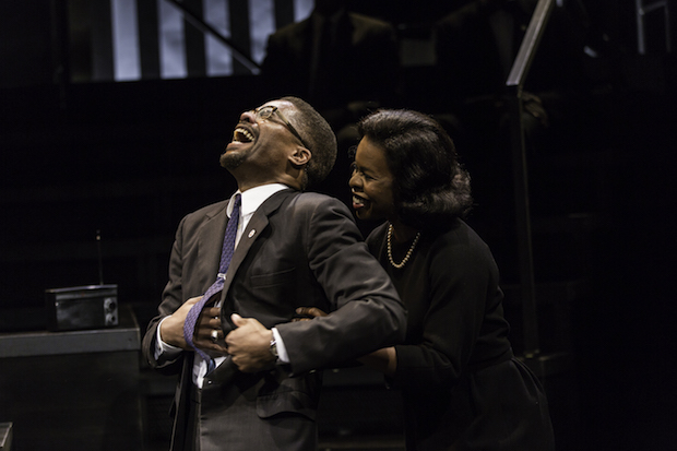 Jimonn Cole plays Malcolm X, and Roslyn Ruff plays Betty Shabazz in X: or, Betty Shabazz v. The Nation.