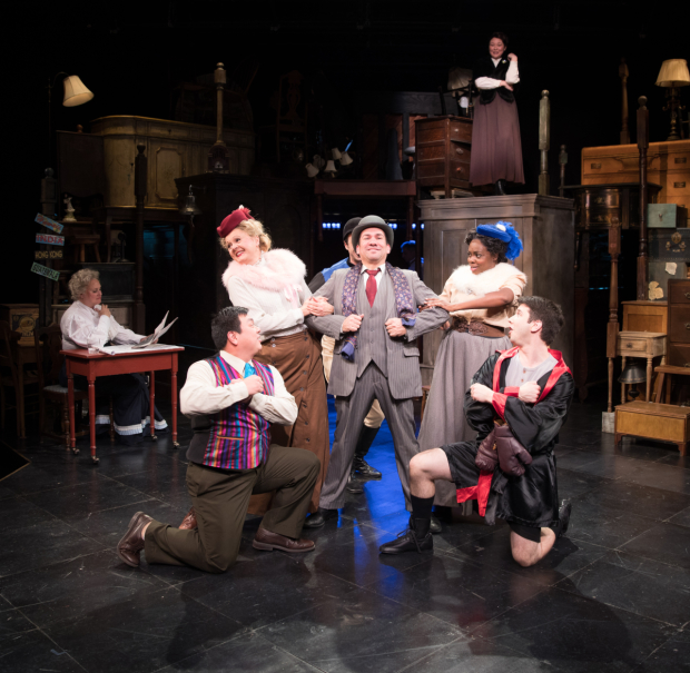 The cast of Road Show, directed by Spiro Veloudos and Ilyse Robbins, at the Lyric Stage Company.