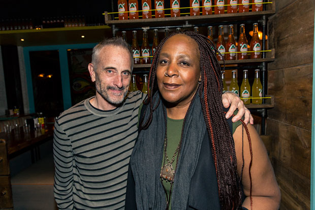 Neel Keller and Dael Orlandersmith celebrate opening night of Until the Flood at Rattlestick Playwrights Theater.