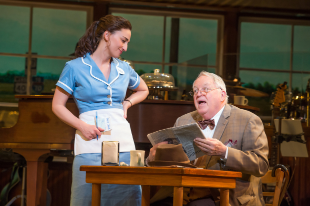 Sara Bareilles and Dakin Matthews in a scene from Broadway&#39;s Waitress.