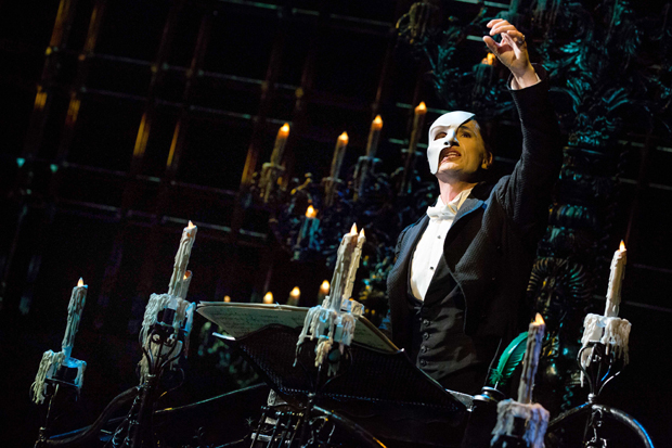 Peter Jöback plays the Phantom in Andrew Lloyd Webber&#39;s The Phantom of the Opera, directed by Harold Prince, at Broadway&#39;s Majestic Theatre.
