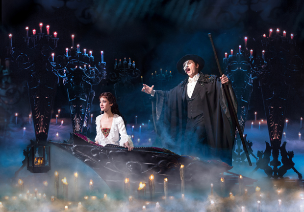 Ali Ewoldt plays Christine, and Peter Jöback plays the Phantom in Andrew Lloyd Webber&#39;s The Phantom of the Opera, directed by Harold Prince, at Broadway&#39;s Majestic Theatre.