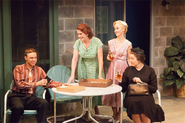 Erik Odom, Sharon Sharth, Lily Nicksay, and Clarinda Ross in a scene from Gulf View Drive, winner of Best Production of a Play (Large Theatre) at the 2018 LA Stage Alliance Ovation Awards.