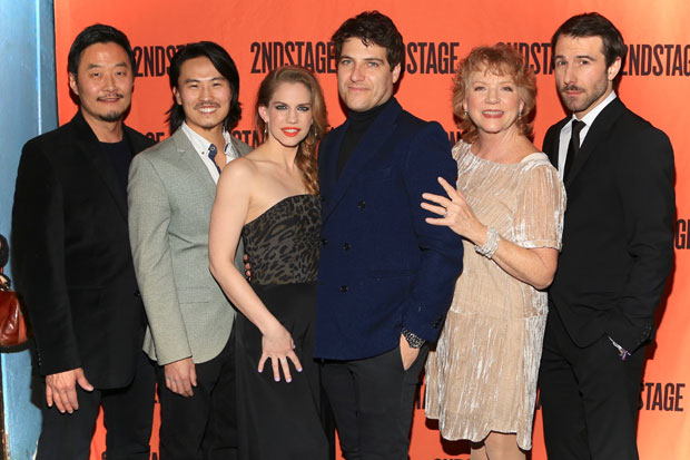 The cast of Second Stage Theater&#39;s Cardinal celebrate opening night at the Tony Kiser Theater.
