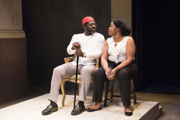 Mfoniso Udofia (right) as Kelechi, who returns home to Nigeria care for her father, played by Oberon K.A. Adjepong, in Ngozi Anyanwu&#39;s The Homecoming Queen.