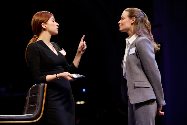 Aya Cash and Gillian Jacobs star in Kings, directed by Thomas Kail, at the Public Theater.