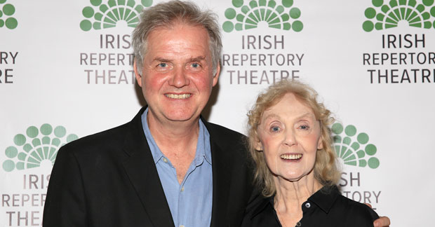 Charlotte Moore (right, with Irish Rep producing director Ciarán O&#39;Reilly) will direct the upcoming triple bill of one-acts Three Small Irish Masterpieces.