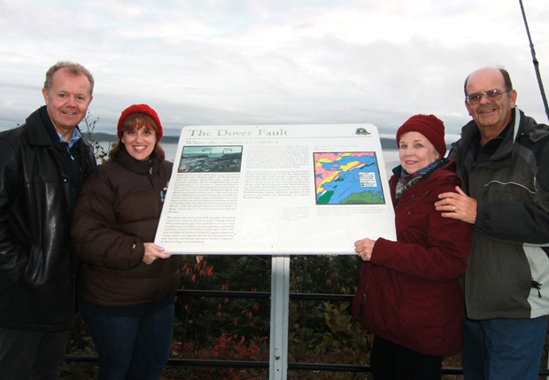 Lee MacDougall, Sharon Wheatley, Diane Marson, and Nick Marson pose at the Dover Fault.