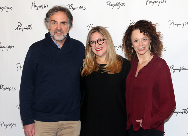 Tim Sanford, Lindsey Ferrentino, and Rebecca Taichman get together for a photo.