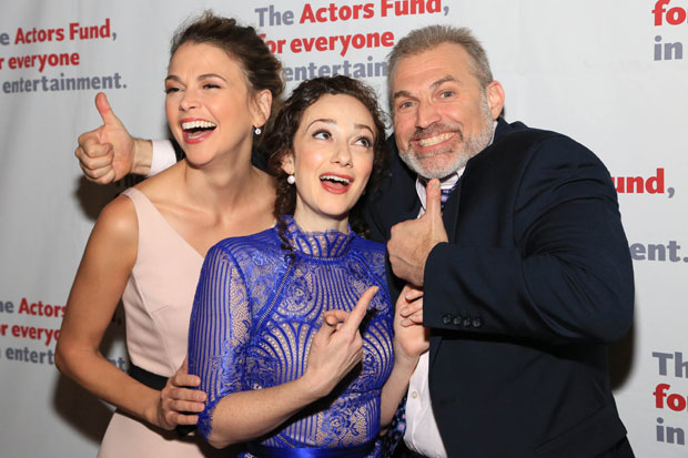 Sutton Foster, Megan McGinnis, and Marc Kudisch reunite at The Actors Fund benefit concert of Thoroughly Modern Millie.