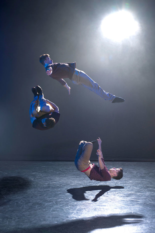 The Barely Methodical Troupe demonstrate their high-flying stunts.