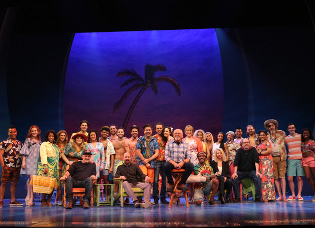 The cast and creative team of Escape to Margaritaville at the Marquis Theatre.