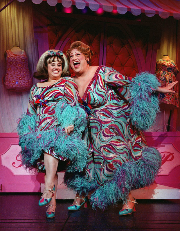 Marissa Jaret Winokur and Harvey Fierstein in Hairspray on Broadway.