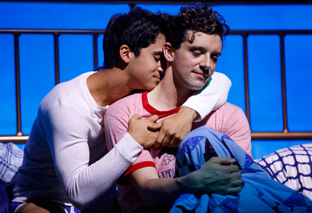 Michael Urie, right, with Michael Rosen, in the off-Broadway run of Harvey Fierstein&#39;s Torch Song. Urie will return for the upcoming limited Broadway engagement.