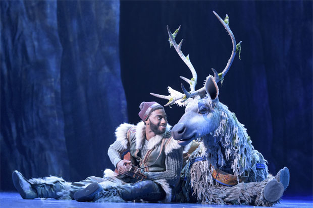 Jelani Alladin (left) and Andrew Pirozzi as Sven the reindeer in Frozen, which begins previews on February 22.  