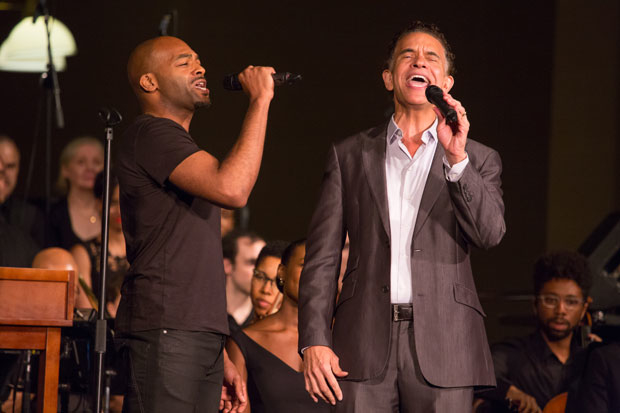 Brandon Victor Dixon, left, and Brian Stokes Mitchell during the concert reading of Ragtime at the Registry Room on Ellis Island in 2016.