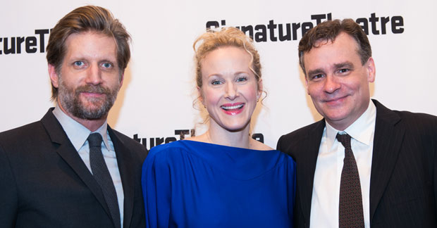 Paul Sparks, Katie Finneran and Robert Sean Leonard, the stars of At Home at the Zoo, celebrate opening night.
